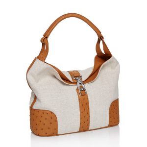 Kabo Straußenleder Designer Handtaschen Safari Bag "Cognac"